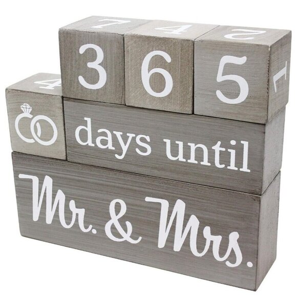 🪻BOGO🪻‎ Wedding Countdown Days Until Mr & Mrs Wooden Rustic Gray Finish - Picture 1 of 7